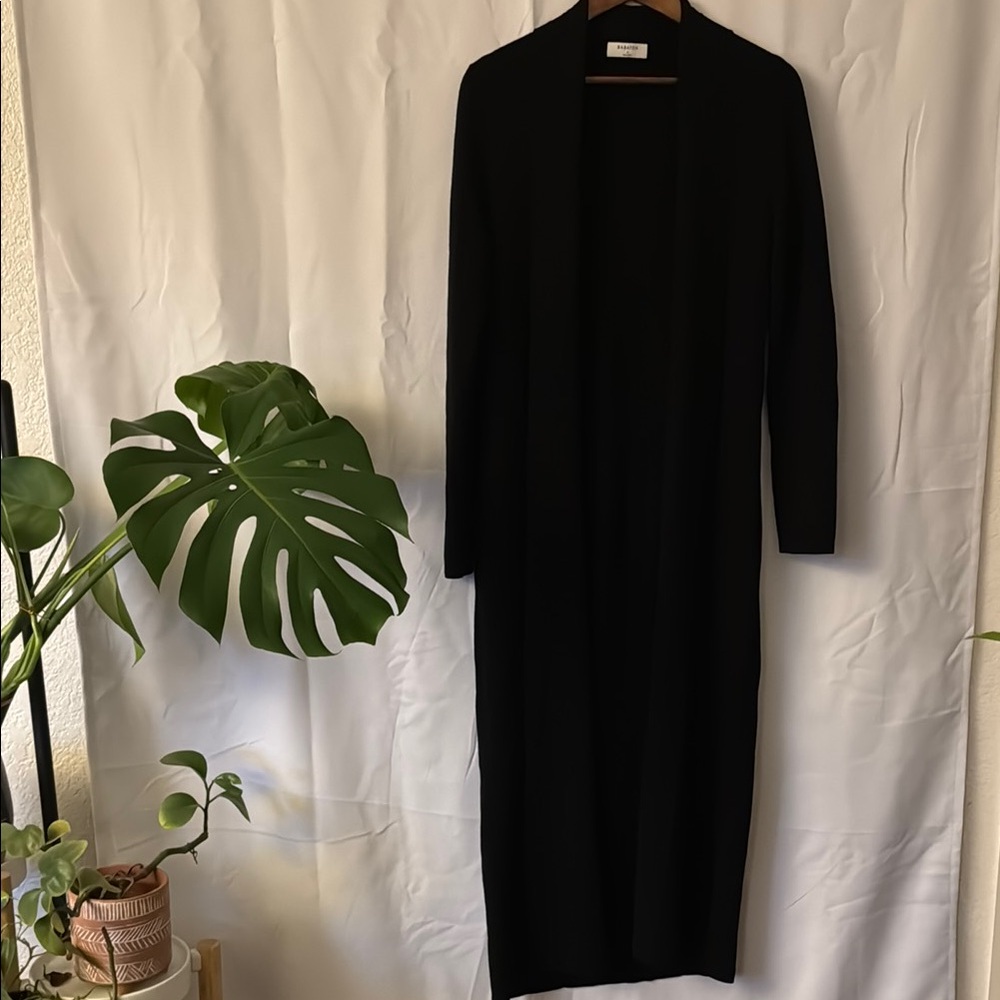 Babaton | Black Long Sheath Open Cardigan